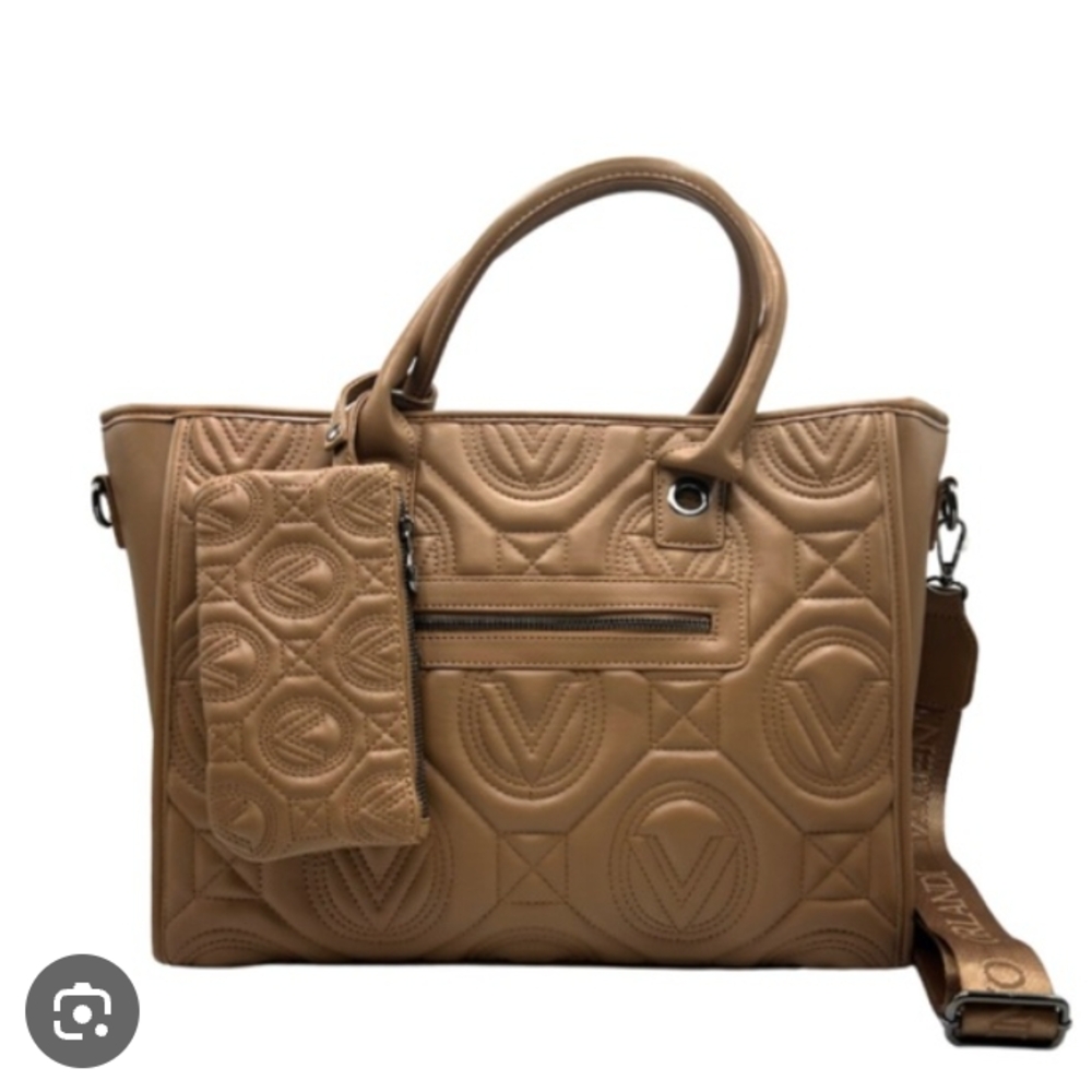 Valentino Orlandi Camel Quilted Tote Bag